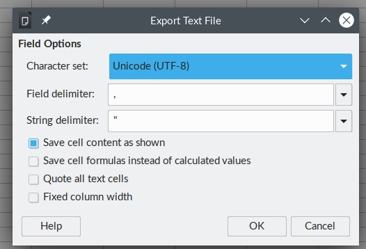 Screenshot Options LibreOffice
